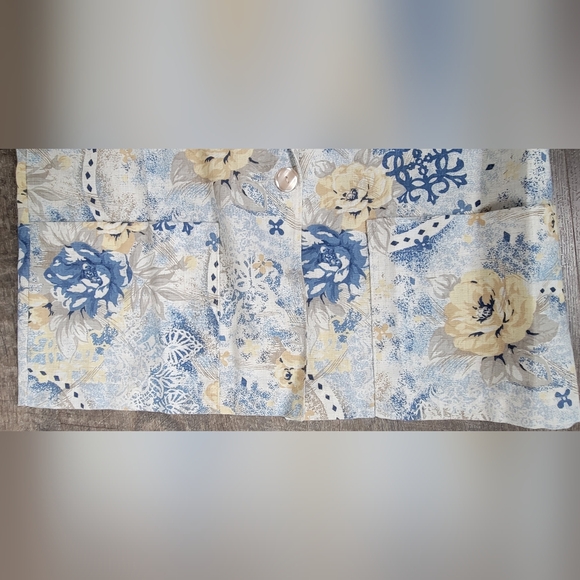 Vintage 80's Oversized Blazer Women's 12 Cream Blue & Yellow Floral Lightweight - Picture 8 of 12